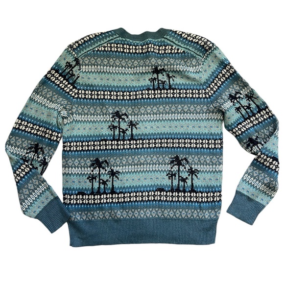 J. Crew Palm Tree Fair Isle Knit Cardigan Sweater Men's Medium - Picture 4 of 8